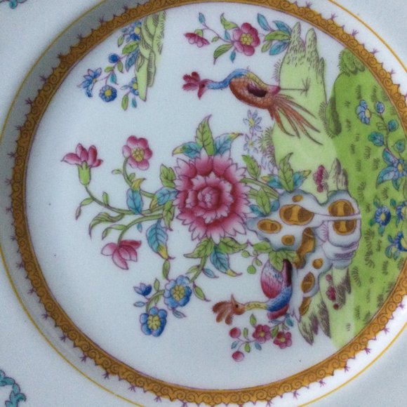 Vintage Coalport AD 1750 England Porcelain plate 10 5/8" diameter peacock floral - Picture 5 of 9